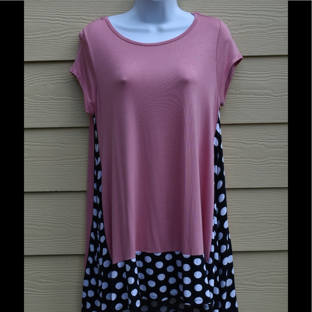 Polka dot long dress shirt